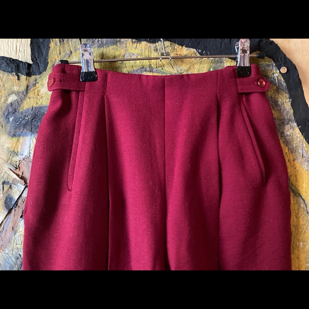 100% Wool/ Vintage Trousers: Burgundy/ Women’s Size Small (smallish waist)